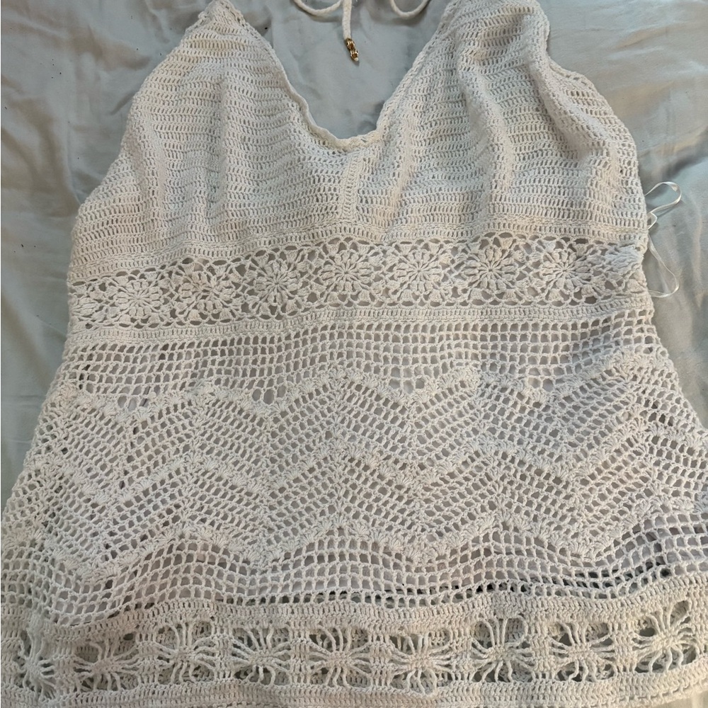 Ralph Lauren White Crochet halter top